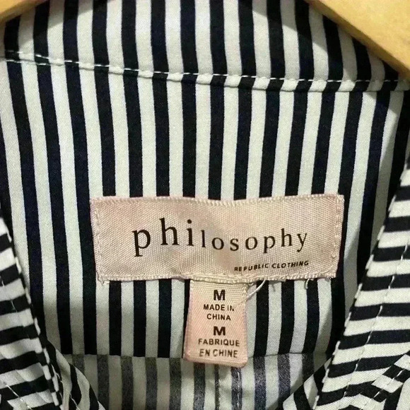 Philosophy striped button down vacation long sleeve top size  medium - Picture 3 of 6